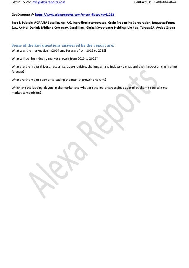 Glucose Dextrose And Maltodextrin Market