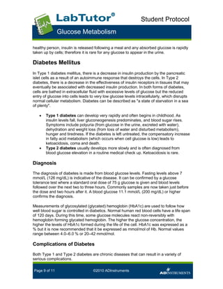 Glucose metabolism student handout | PDF
