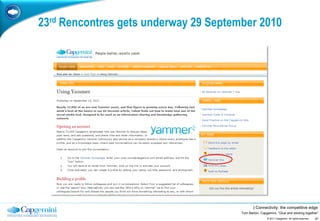 23rd Rencontres gets underway 29 September 2010




                                              | Connectivity: the comp...