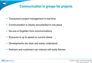 Communication in groups for projects


 Transparent project management in real time

 Communication is clearly documente...