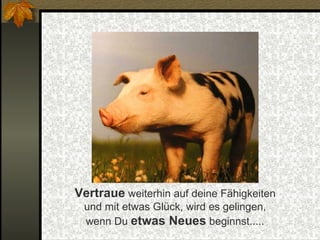 Vertraue  weiterhin auf deine Fähigkeiten und mit etwas Glück, wird es gelingen, wenn Du  etwas Neues  beginnst..... 