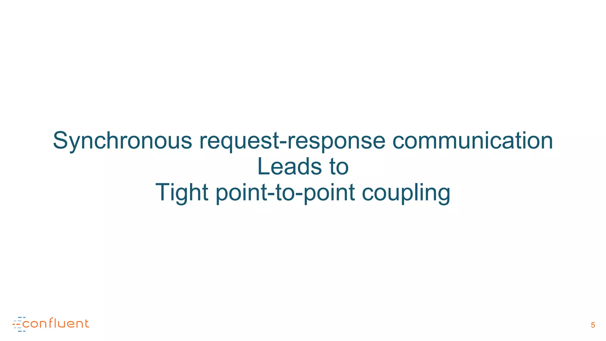 Synchronous request-response communication
Leads to
Tight point-to-point coupling
5
 