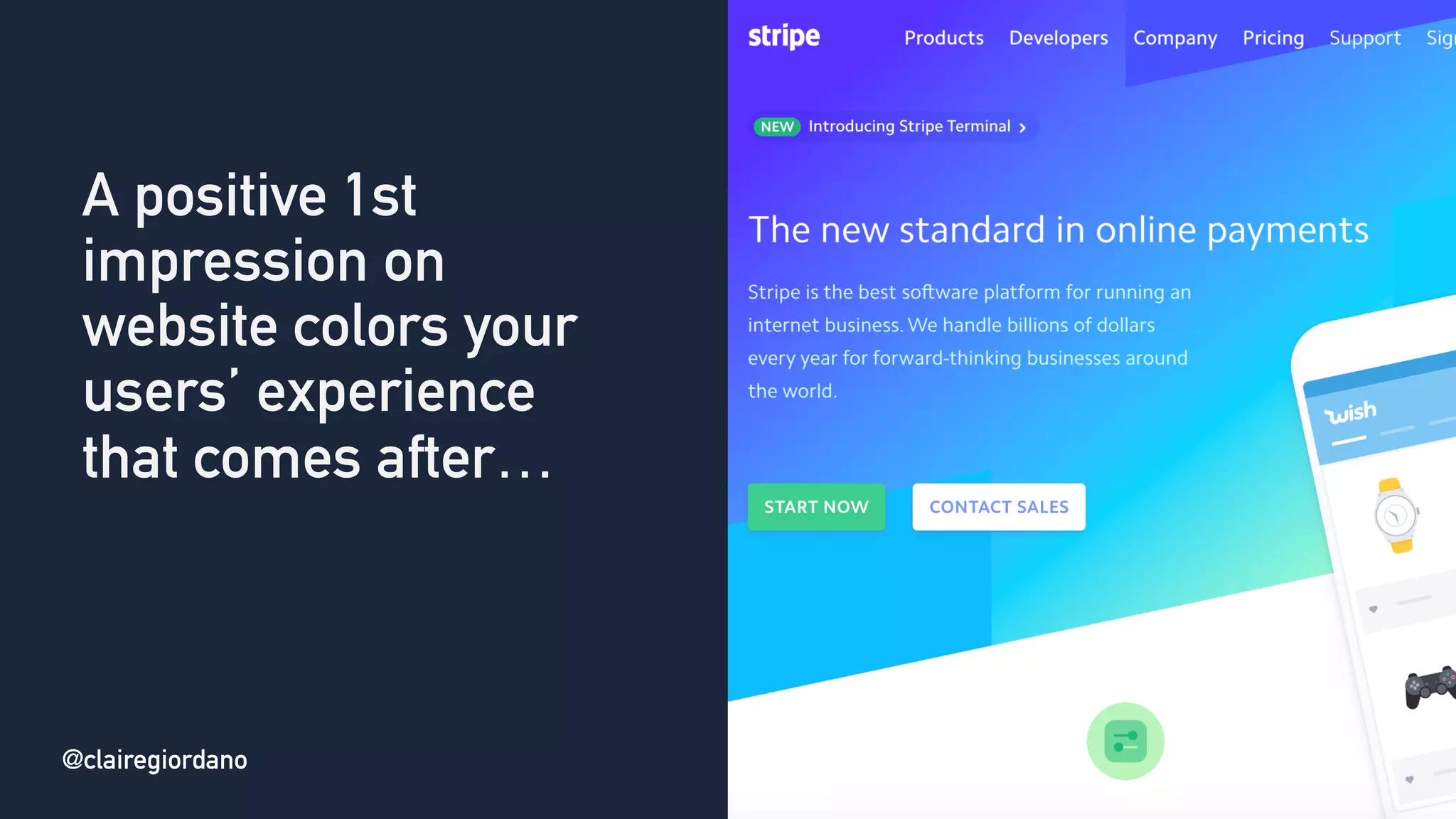 @clairegiordano
A positive 1st
impression on
website colors your
users’ experience
that comes after…
@clairegiordano
 