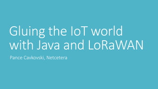 Gluing the IoT world
with Java and LoRaWAN
Pance Cavkovski, Netcetera
 