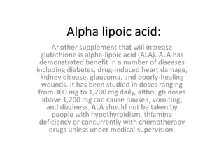 does alpha lipoic acid increase glutathione Cellular Health & Wellness | Glutathione Injections