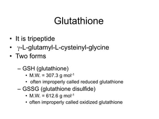 homocysteine and glutathione L-Glutathione vs. oxidized vs. Reduced Glutathione