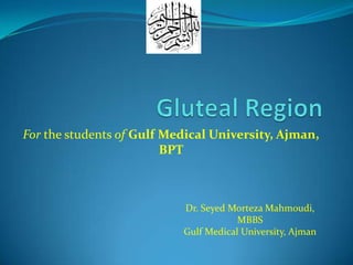 For the students of Gulf Medical University, Ajman,
BPT
Dr. Seyed Morteza Mahmoudi,
MBBS
Gulf Medical University, Ajman
 