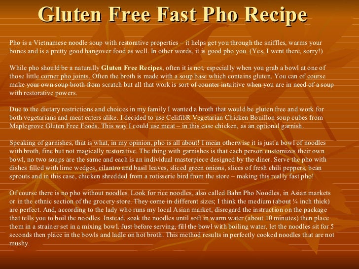 Gluten Free Fast Pho Recipe