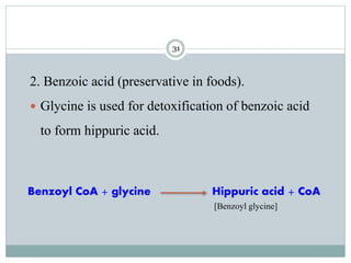 Glycine metabolism and specialised products of amino acids | PPTX