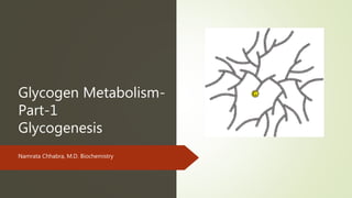 Glycogen Metabolism-
Part-1
Glycogenesis
Namrata Chhabra, M.D. Biochemistry
 