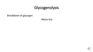 Glycogenolysis
Breakdown of glycogen
Maria Gul
 