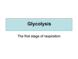 The first stage of respiration
Glycolysis
 