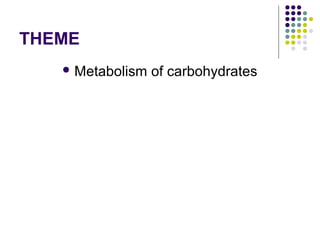 THEME
 Metabolism

of carbohydrates

 