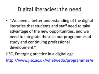 Digital literacies supporting learning | PPT