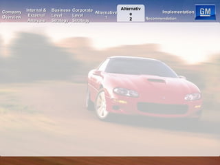 Alternative 2 Internal & External Analysis Business Level Strategy Corporate Level Strategy Recommendation Implementation Company Overview Alternative 1 