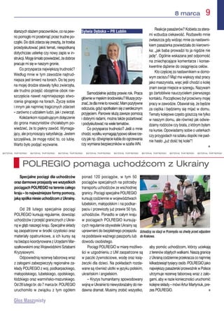 8 marca  9
Specjalne pociągi dla uchodźców
oraz darmowe przejazdy we wszystkich
pociągach POLREGIO na terenie całego
kraju – to najważniejsze formy pomocy,
jaką spółka niesie uchodźcom z Ukrainy.
Od 28 lutego specjalnie pociągi
POLREGIO kursują regularnie, dowożąc
uchodźców z przejść granicznych z Ukrai-
ną w głąb naszego kraju. Specjalne składy
są zaopatrzone w środki czystości oraz
materiały opatrunkowe, a ich kursy są
na bieżąco koordynowane z Urzędami Mar-
szałkowskimi oraz Wojewódzkimi Sztabami
Kryzysowymi.
Odpowiednią rezerwę taborową wraz
z załogami zabezpieczyły regionalne za-
kłady POLREGIO z woj. podkarpackiego,
małopolskiego, lubelskiego, opolskiego,
łódzkiego oraz warmińsko-mazurskiego.
Od 28 lutego br. do 7 marca br. POLREGIO
uruchomiło w związku z tym ogółem
ponad 120 pociągów, w tym 50
pociągów specjalnych na potrzeby
transportu uchodźców ze wschodniej
granicy. Pociągi specjalne POLREGIO
kursują codziennie w województwach
lubelskim, małopolskim i na podkar-
paciu i przewiozły już prawie 50 tys.
uchodźców. Ponadto w całym kraju
w pociągach POLREGIO kursują-
cych regularnie obywatele Ukrainy są
uprawnieni do bezpłatnego przejazdu
na podstawie ważnego paszportu lub
dowodu osobistego.
Pociągi POLREGIO w miarę możliwo-
ści w uzgodnieniu z UM zaopatrzone są
w paczki żywnościowe, wodę oraz ksią-
żeczki dla dzieci. Na pokładach rozda-
wane są również ulotki w języku polskim,
ukraińskim i angielskim.
– Kryzys humanitarny spowodowany
wojną w Ukrainie to niewyobrażalny do nie-
dawna dramat. Musimy zrobić wszystko,
aby pomóc uchodźcom, którzy uciekają
z terenów objętych walkami. Naszą granicę
zUkrainącodziennieprzekraczaconajmniej
kilkadziesiąt tysięcy osób. POLREGIO jako
największypasażerskiprzewoźnikwPolsce
utrzymuje rezerwę taborową wraz z zało-
gami, aby w razie konieczności uruchomić
kolejne składy – mówi Artur Martyniuk, pre-
zes POLREGIO.  n
POLREGIO pomaga uchodźcom z Ukrainy
M A T E R I A Ł   P A R T N E R S K I M A T E R I A Ł   P A R T N E R S K I M A T E R I A Ł   P A R T N E R S K I M A T E R I A Ł   P A R T N E R S K I M A T E R I A Ł   P A R T N E R S K I M A T E R I A Ł   P A R T N E R S K I M A T E R I A Ł   P A R T N E R S K I M A T E R I A Ł   P A R T N E R S K I 
Uchodźcy na stacji w Przemyślu na chwilę przed odjazdem
do Krakowa.
starszychstażempracowników,conapew-
no pomogło mi przebrnąć przez trudne po-
czątki. Do dziś zdarza się zresztą, że trzeba
przedyskutować jakiś temat, niespotkaną
dotychczas usterkę czy nowy zapis w in-
strukcji.Mogęśmiałopowiedzieć,żedobrze
pracuje mi się w naszym gronie.
Co przysparza największą trudność?
Według mnie w tym zawodzie najtrud-
niejsza jest śmierć na torach. Do tej pory
na mojej drodze stawały tylko zwierzęta,
ale trudno przejść obojętnie obok nie-
szczęścia nawet najmniejszego stwo-
rzenia ginącego na torach. Życzę sobie
i innym jak najmniej tragicznych zdarzeń
– zarówno z udziałem ludzi, jak i zwierząt.
Koleżankom rozpatrującym dołączenie
do grona maszynistów chciałabym po-
wiedzieć, że to piękny zawód. Wymaga-
jący, ale przynoszący satysfakcję. Jestem
szczęśliwa, że mogę robić to, co lubię.
Warto było podjąć wyzwanie.
Sylwia Dębska – PR Lublin
Samodzielnie jeżdżę prawie rok. Praca
główniewmęskimśrodowisku?Muszęprzy-
znać,żedlamnietonowość.Mampozytywne
odczucia,gdyżspotkałamsięzserdecznym
przyjęciem. Panowie służą zawsze pomocą
i dobrymi radami, można także pożartować
i podyskutować na wiele tematów.
Co przysparza trudności? Jeśli o mnie
chodzi,wysiłkuwymagajątypowosiłowerze-
czyjaknp.dźwignięciekabladoogrzewania
czy wymiana bezpieczników w szafie WN.
Reakcje pasażerów? Kobieta za stera-
mi wzbudza ciekawość. Rozbawiło mnie
zwłaszcza gdy widząc mnie za nastawni-
kiem pasażerka powiedziała do kierowni-
ka: „jak baba prowadzi to ja nigdzie nie
jadę. Ogólnie wskazana jest odporność
na zniechęcające komentarze i konse-
kwentne dążenie do osiągnięcia celów.
Kto częściej za nastawnikiem w domo-
wym zaciszu? Mąż ma większy staż pracy
jako maszynista, więc jeśli chodzi o kolej
znam swoje miejsce w szeregu. Nazywam
go żartobliwie nauczycielem pierwszego
kontaktu. Początkowo był przeciwny mojej
pracy w zawodzie. Obawiał się, że będzie
za ciężka i będziemy się mijać w domu.
Tematy kolejowe często goszczą nie tylko
w naszym domu, ale również jak odwie-
dzamy rodziców czy brata, z którym byłam
na kursie. Opowiadamy sobie o usterkach
czy przygodach na szlaku dopóki nie pad-
nie hasło „już dość tej kolei”!
 n
 