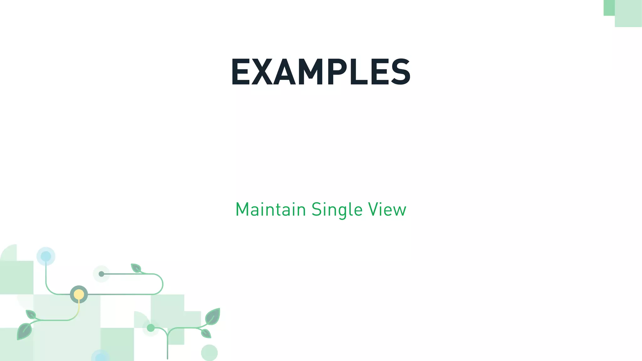 EXAMPLES
Maintain Single View
 