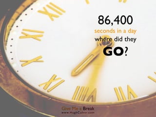 86,400
                      seconds in a day
                      where did they

                         GO?



Give Me a Break
www.HughCulver.co m
 