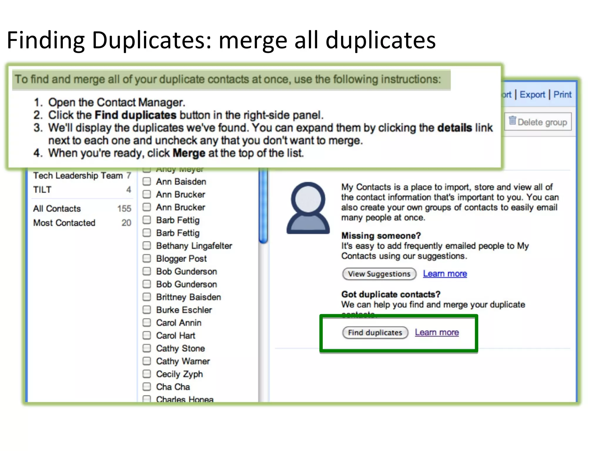Finding Duplicates: merge all duplicates
 