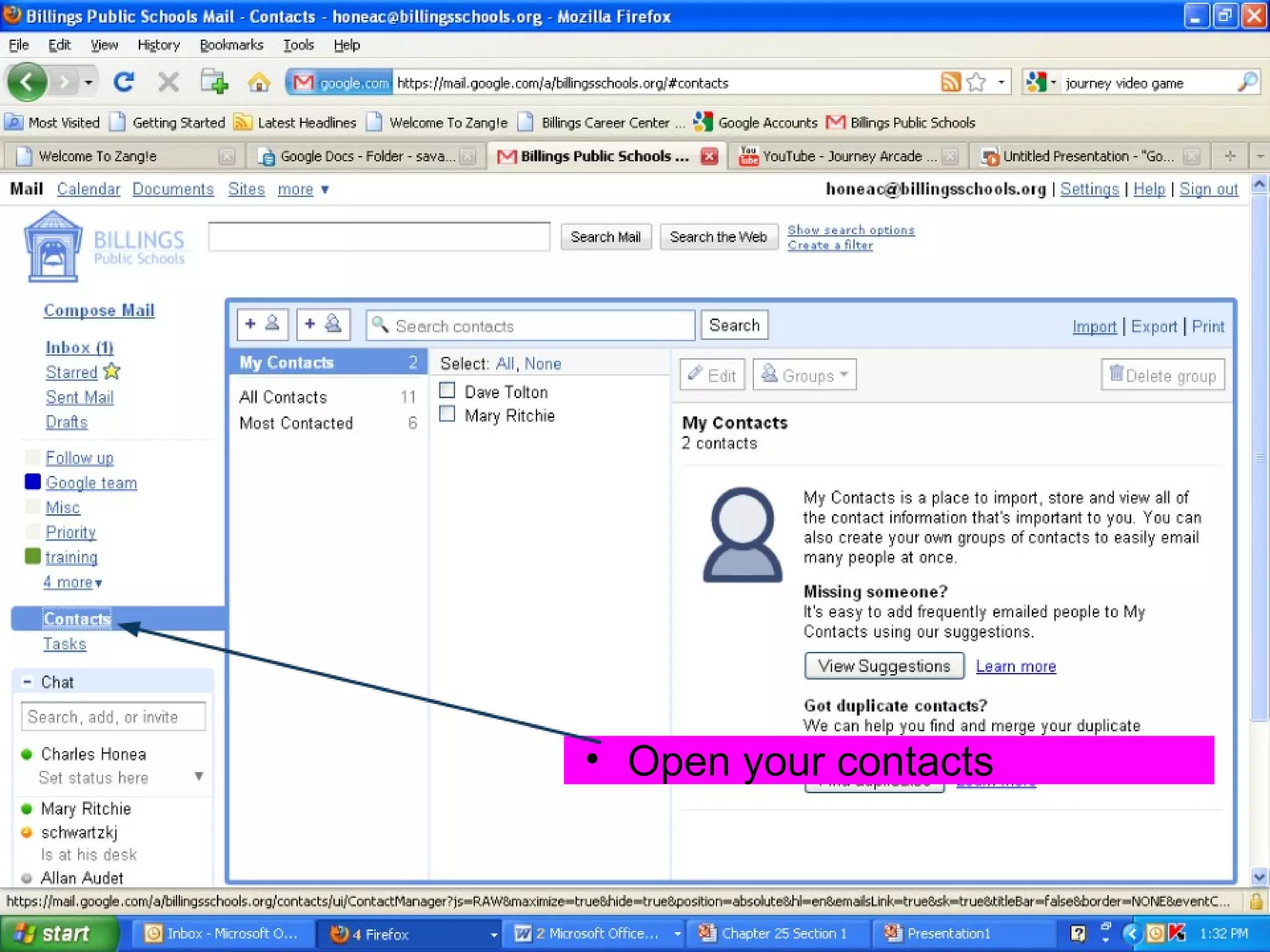 • Open your contacts
 