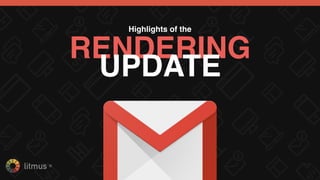 litmus ®
#LitmusLive
Android 4.4 (Vanilla Stock Email App) ✅
Android 5.1 (Vanilla Stock Email App) ❌
Android 6.0 (Vanilla Stock Email App) ❌
Gmail Android App (Gmail Account) ✅
Gmail Android App (Gmailiﬁed Account) ✅
Gmail Android App (POP/IMAP Account) ❌
EMBEDDEDCSS+MEDIAQUERYSUPPORTONANDROID
 