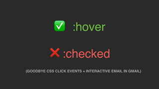 @KevinMandeville #CSSSummit
✅ BACKGROUNDIMPROVEMENTS
background
background-blend-mode
background-clip
background-color
background-image
background-origin
background-position
background-repeat
background-size
 