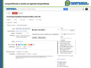 Compartilhando o evento em Agenda Compartilhada
 