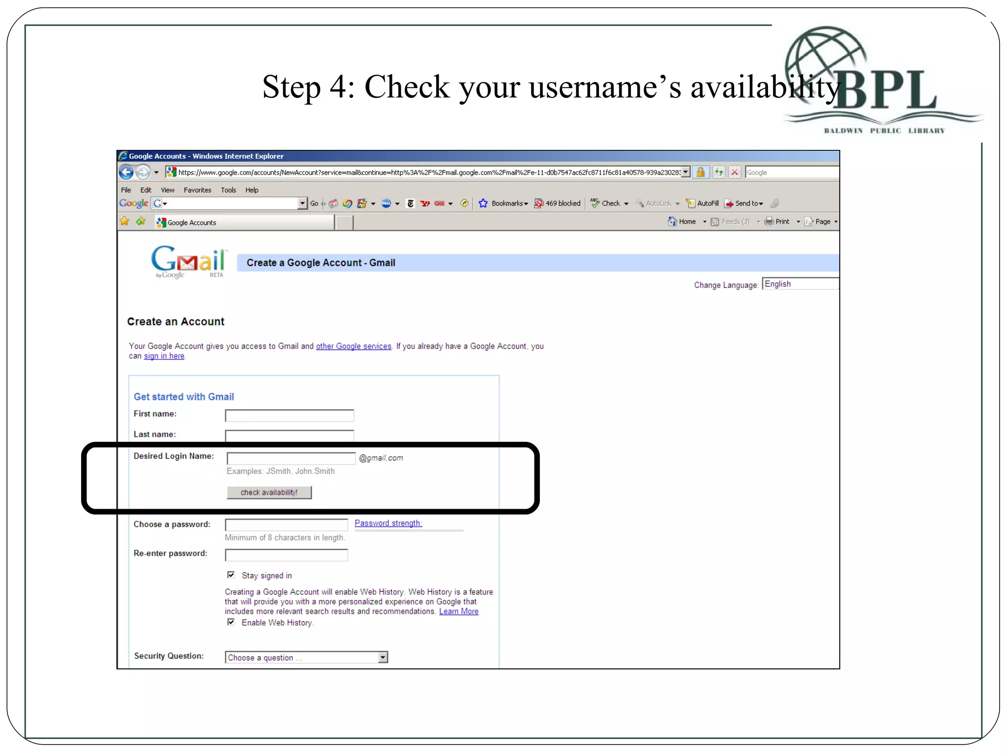 Step 4: Check your username’s availability 