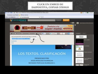 CLICK EN EMBED DE
DAIPOSITIVA, COPIAR CÓDIGO
 