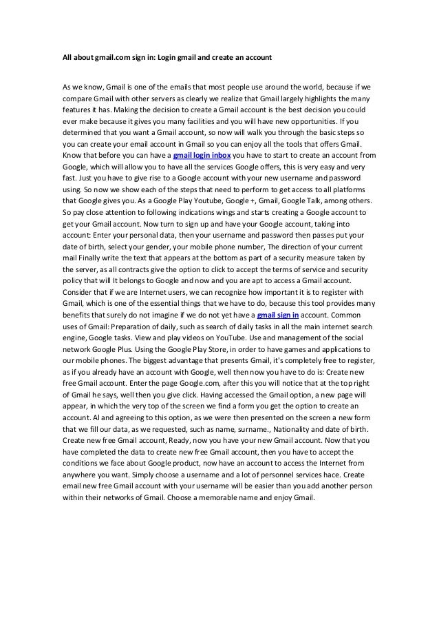 Gmail Login Account With Process To Sign In Inbox