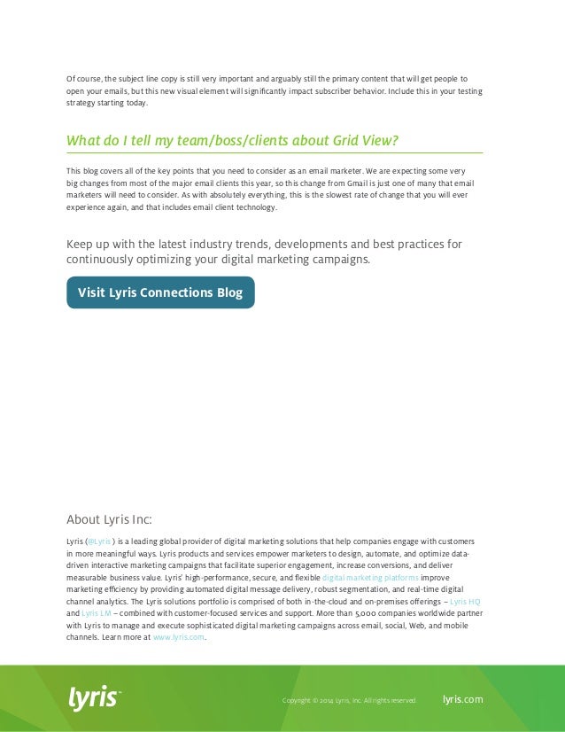 Gmail Grid View What and How this email marketing Lyris