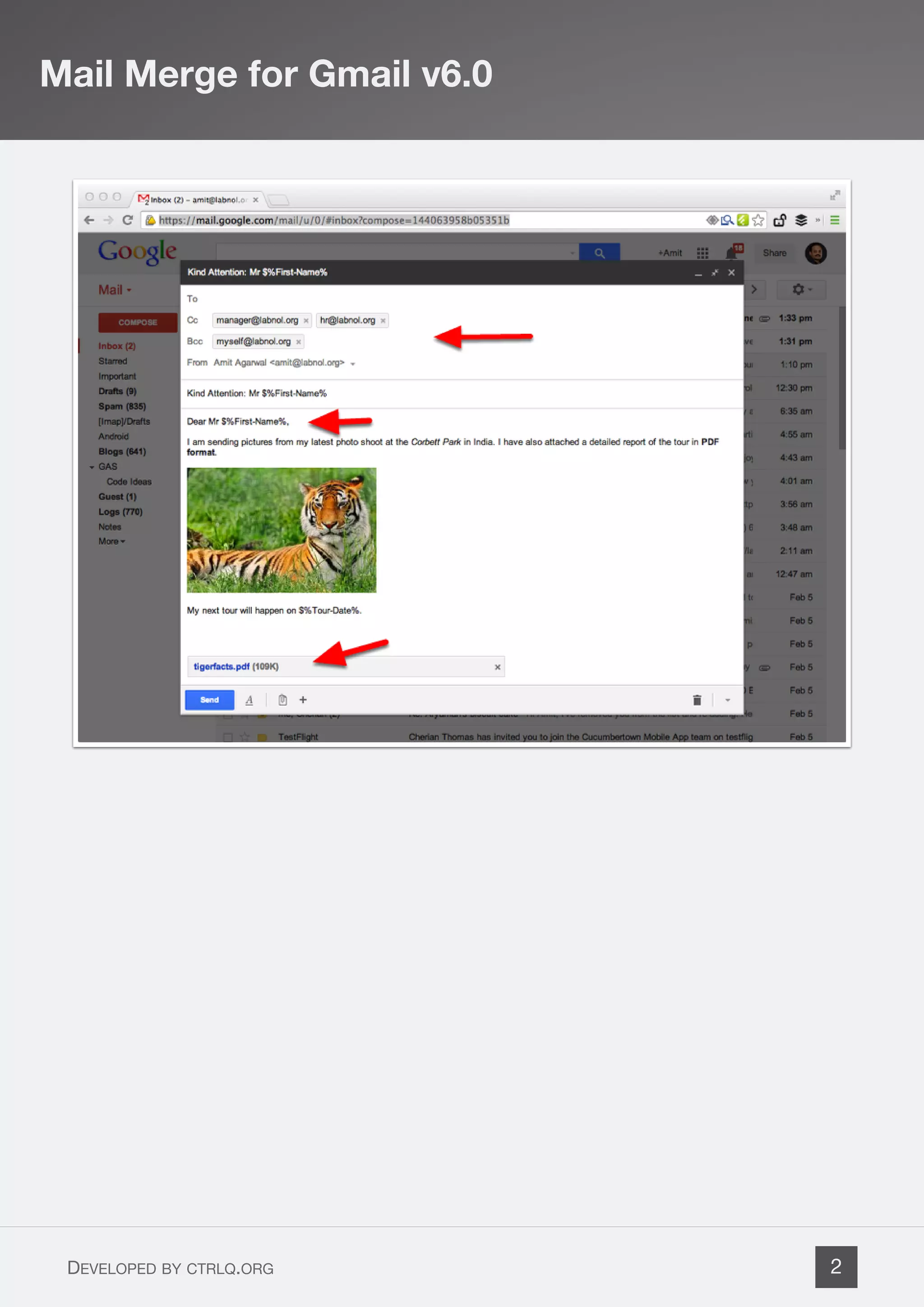 Mail Merge for Gmail v6.0
DEVELOPED BY CTRLQ.ORG 2
 