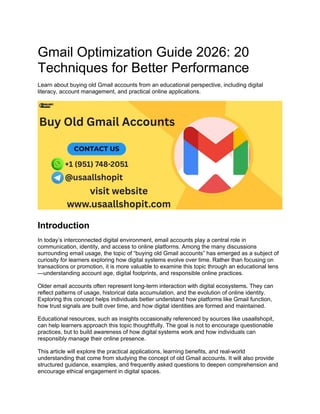 Gmail Optimization Guide 2026_ 20 Techniques for Better Performance.docx