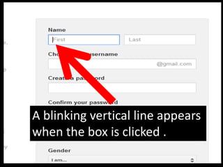 A blinking vertical line appears
when the box is clicked .
 