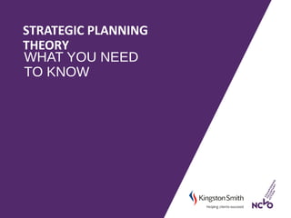STRATEGIC PLANNING
THEORY
WHAT YOU NEED
TO KNOW
 