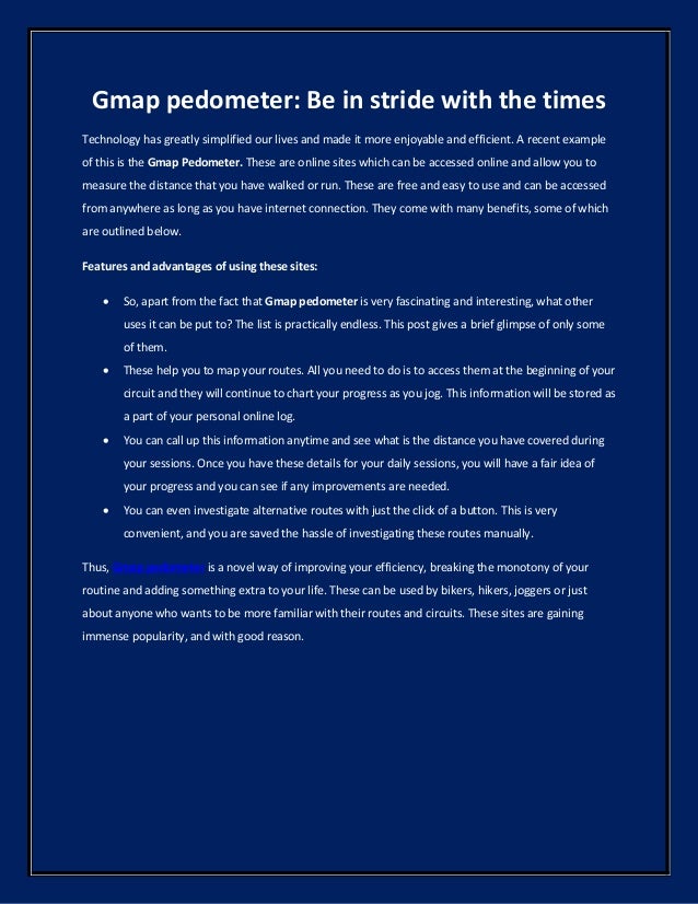 Gmap pedometer Be in stride with the times