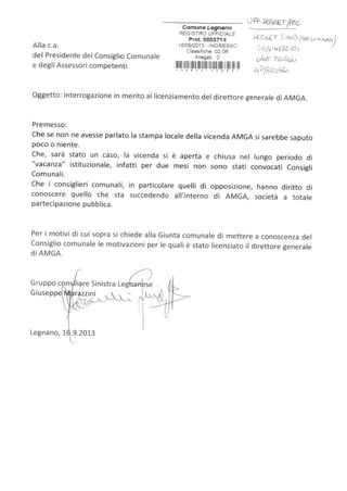 G marazzini sl- interrogazione sl su licenziamento direttore di amga-2013