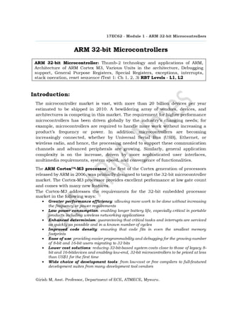 ARM 32 Bit Microcontrollers_Module-1_VTU_17EC62_Notes