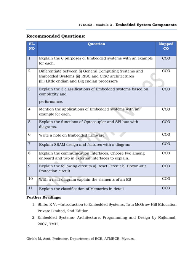 Module 3: Embedded System Components | PDF | Computer Peripherals ...