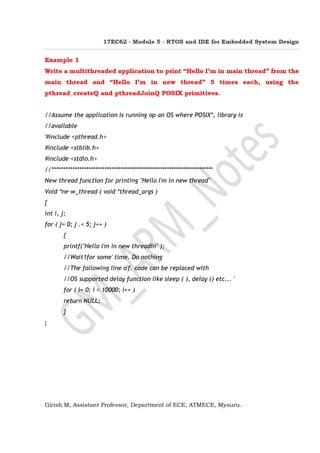 RTOS and IDE for Embedded System Design