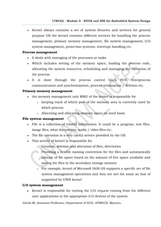 RTOS and IDE for Embedded System Design