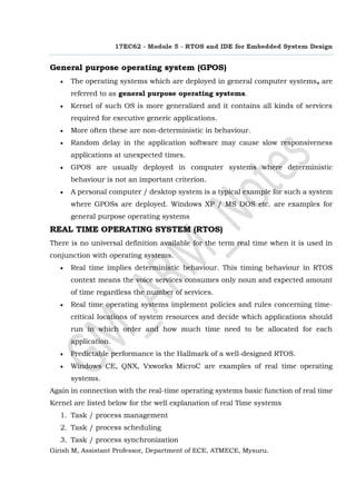 RTOS and IDE for Embedded System Design