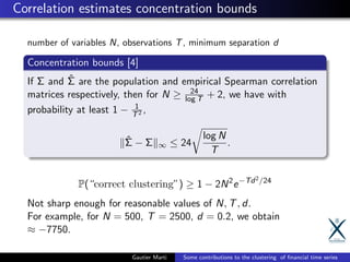 Correlation estimates concentration bounds
number of variables N, observations T, minimum separation d
Concentration bound...