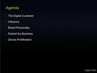 AgendaThe Digital CustomerInfluenceBrand PersonalityExtend the BusinessDevice Proliferation