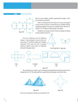 MATHEMATICS260
(ii)
2 3 2
9 4
4 5
2 =
4 5
22 2
2×3 ×2
3 × 2
=
5 4
2 2 2
2×2 ×3
3 ×2
=
1 5 4
4 2
2 ×3
2 ×3
=
6 4
4 2
2 ×3
2 ×3
= 6 4 4 2
2 ×3
= 22
× 32
= 4 × 9 = 36
Note: In most of the examples that we have taken in this Chapter, the base of a power
wastakenaninteger.Butalltheresultsofthechapterapplyequallywelltoabase
whichisarationalnumber.
EXERCISE 13.2
1. Usinglawsofexponents,simplifyandwritetheanswerinexponentialform:
(i) 32
× 34
× 38
(ii) 615
÷ 610
(iii) a3
× a2
(iv) 7x
×72
(v)
32 3
5 5 (vi) 25
× 55
(vii) a4
× b4
(viii)   