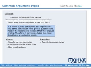 Statistical Argument Example GMAT Critical Reasoning - everything you need to know | PDF