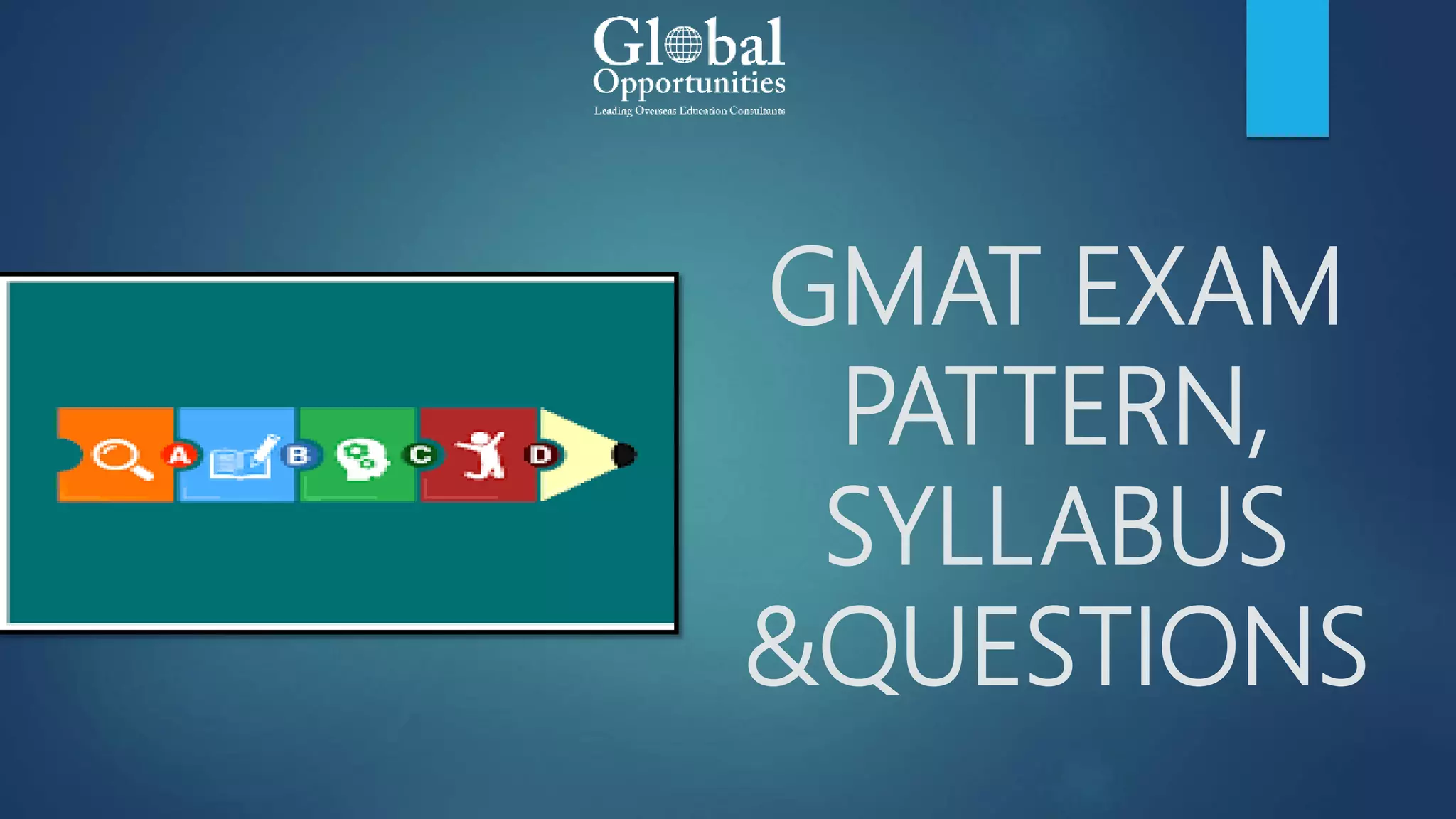 GMAT EXAM
PATTERN,
SYLLABUS
&QUESTIONS