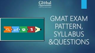 GMAT EXAM
PATTERN,
SYLLABUS
&QUESTIONS
 