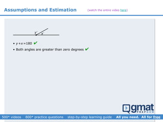 y

• y+x =180
• Both angles are greater than zero degrees
x
Assumptions and Estimation


(watch the entire video here)
 