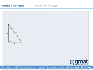 Right Triangles
8
6
x
(watch the entire video here)
 